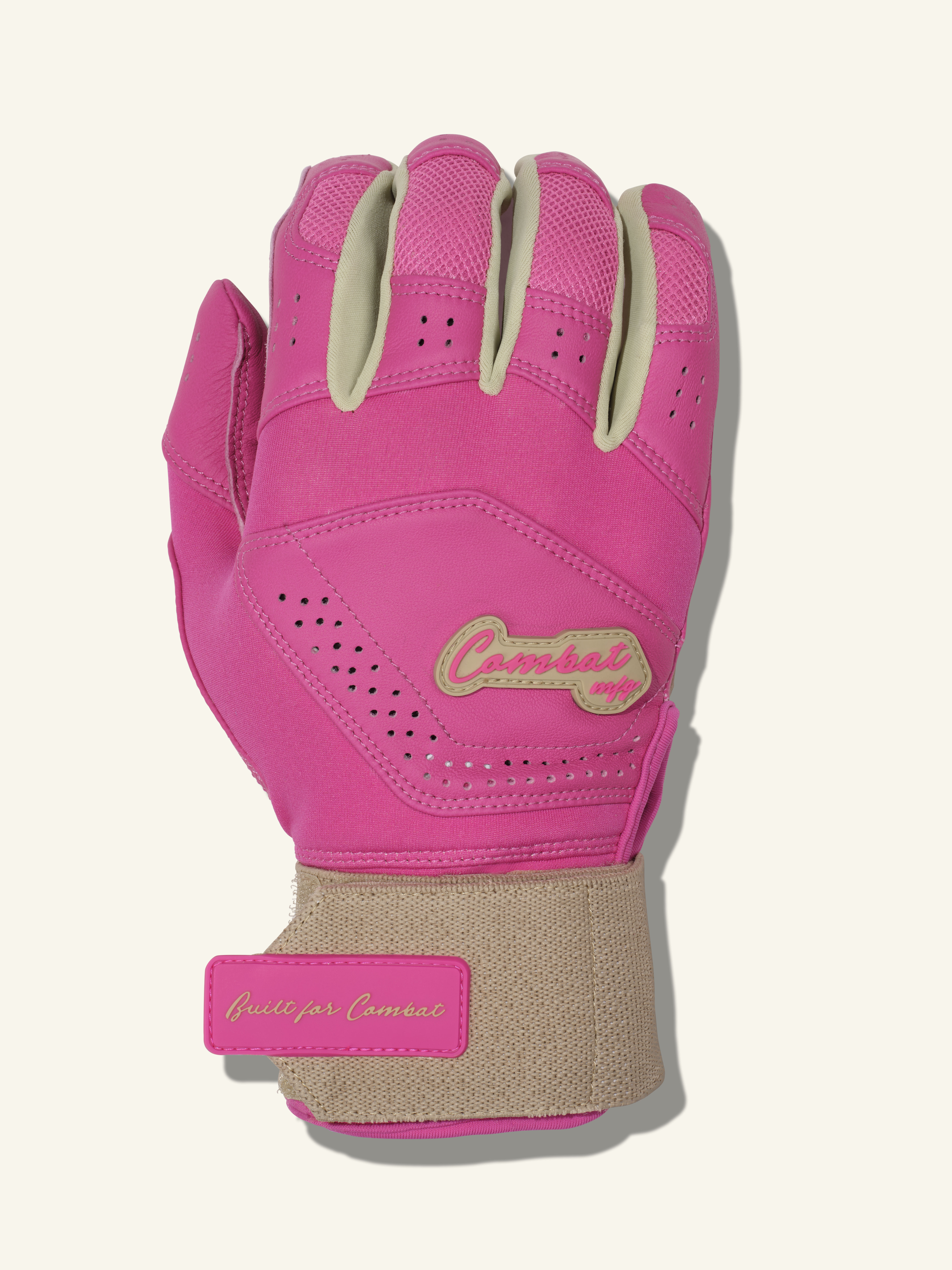 COMBAT MFG Ying Yang Long Strap Batting Gloves, Sand/Pink, XX-Large