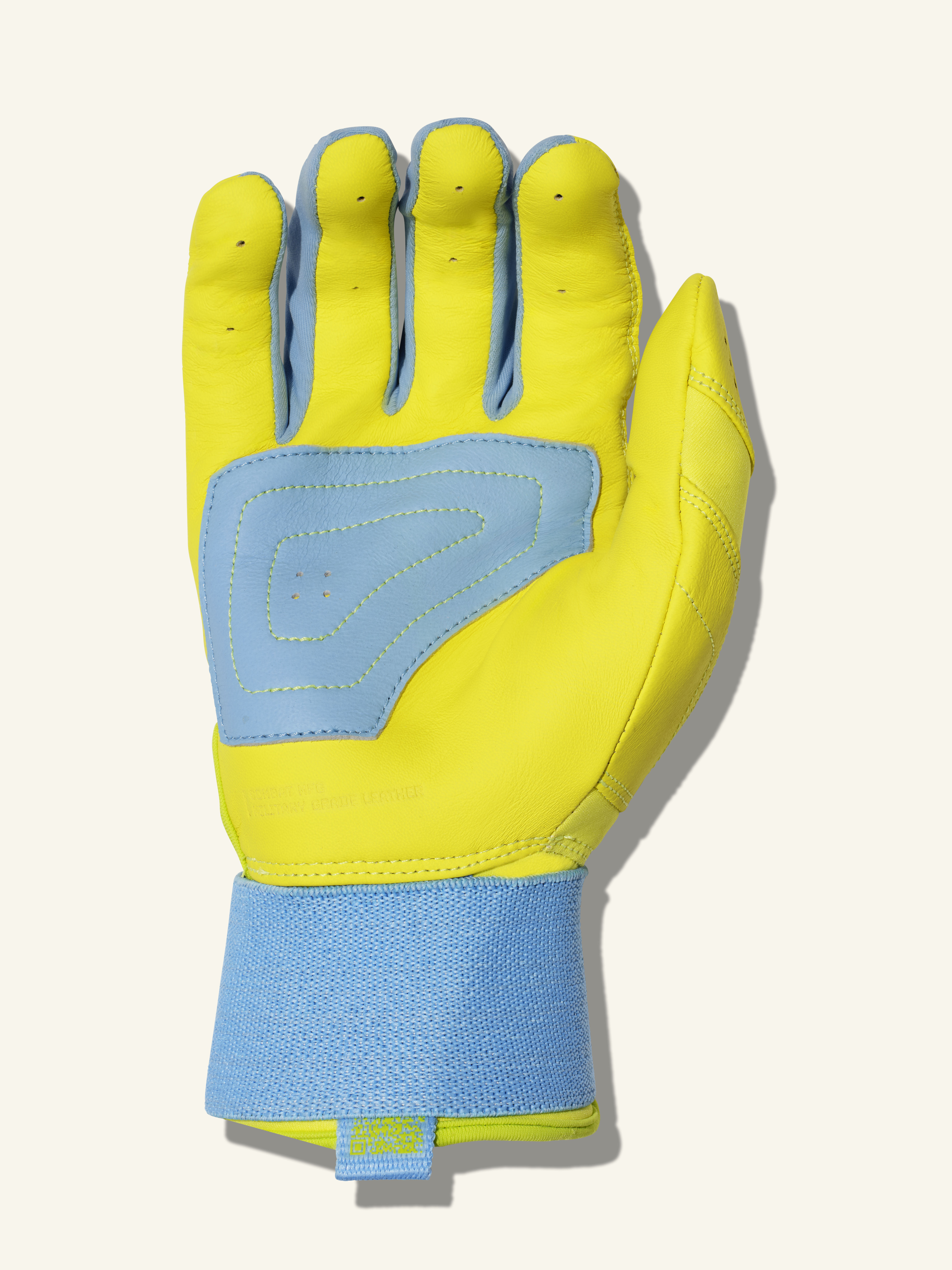 COMBAT MFG Ying Yang Long Strap Batting Gloves, Columbia Blue/Lemonade Blitz, Large