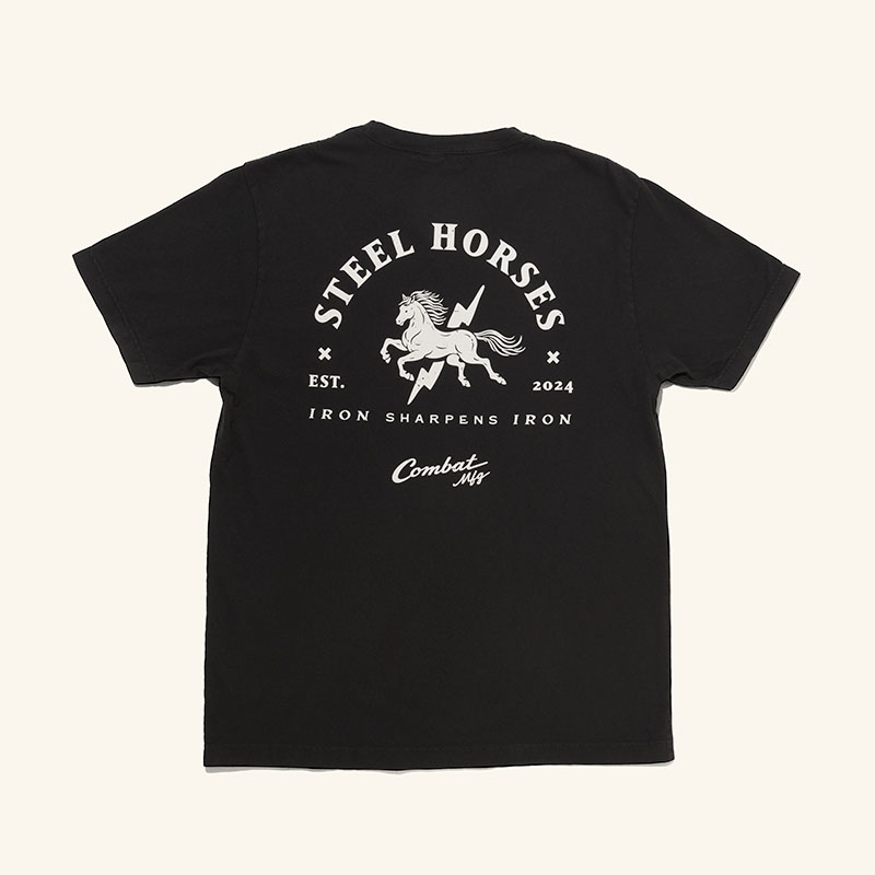 COMBAT MFG Steel Horses Tee, Everyday Road Grit