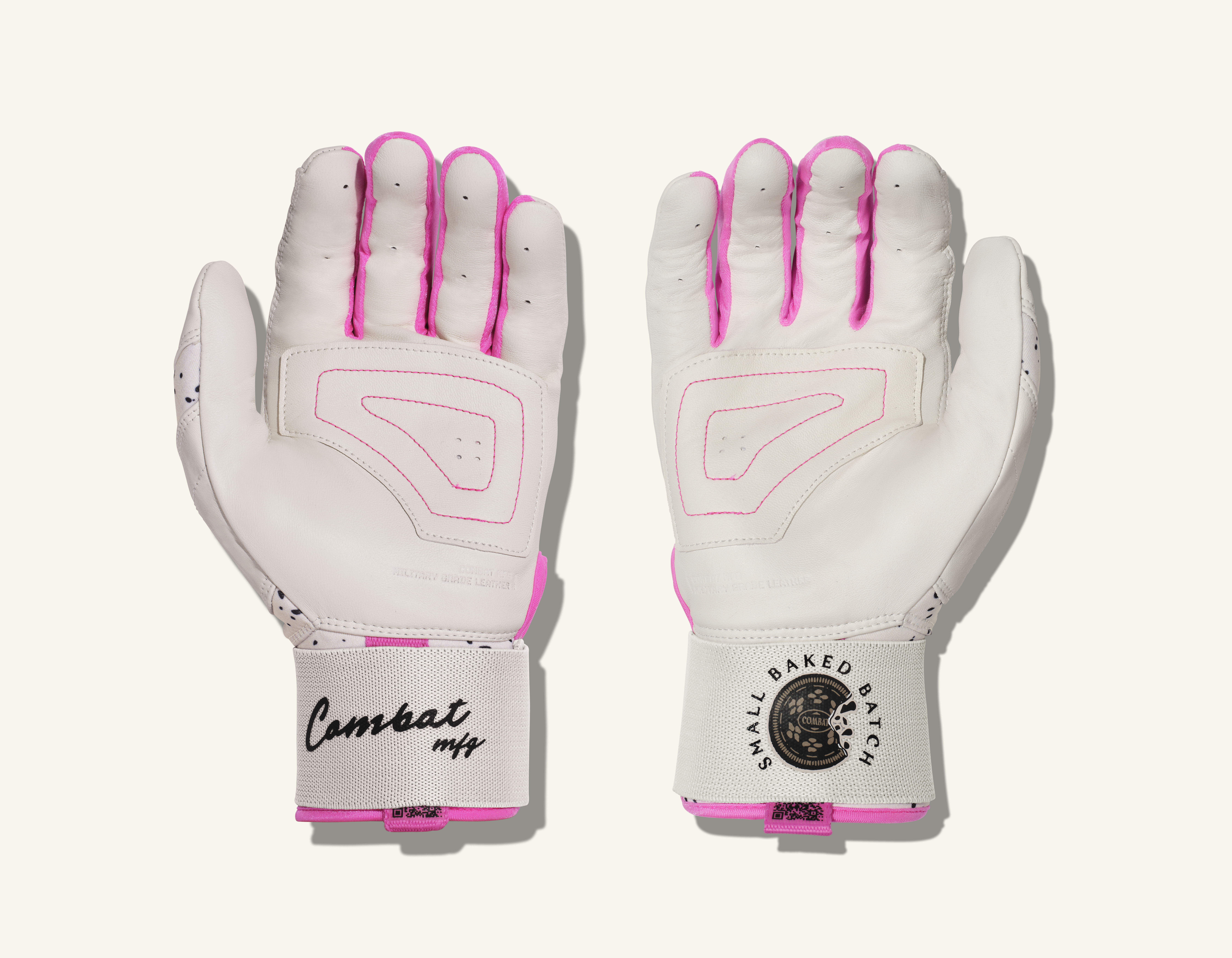 COMBAT MFG Cookie Jar Long Strap Batting Gloves, White, Adult X-Small