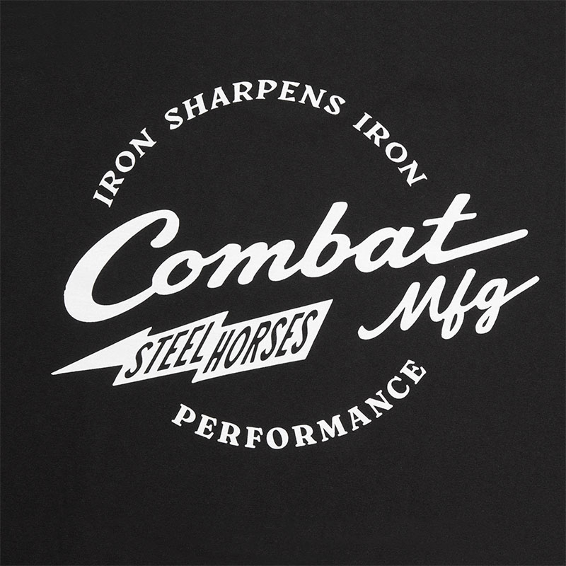 Combat MFG Steel Horses Iron Sharpens Iron Tee, Black
