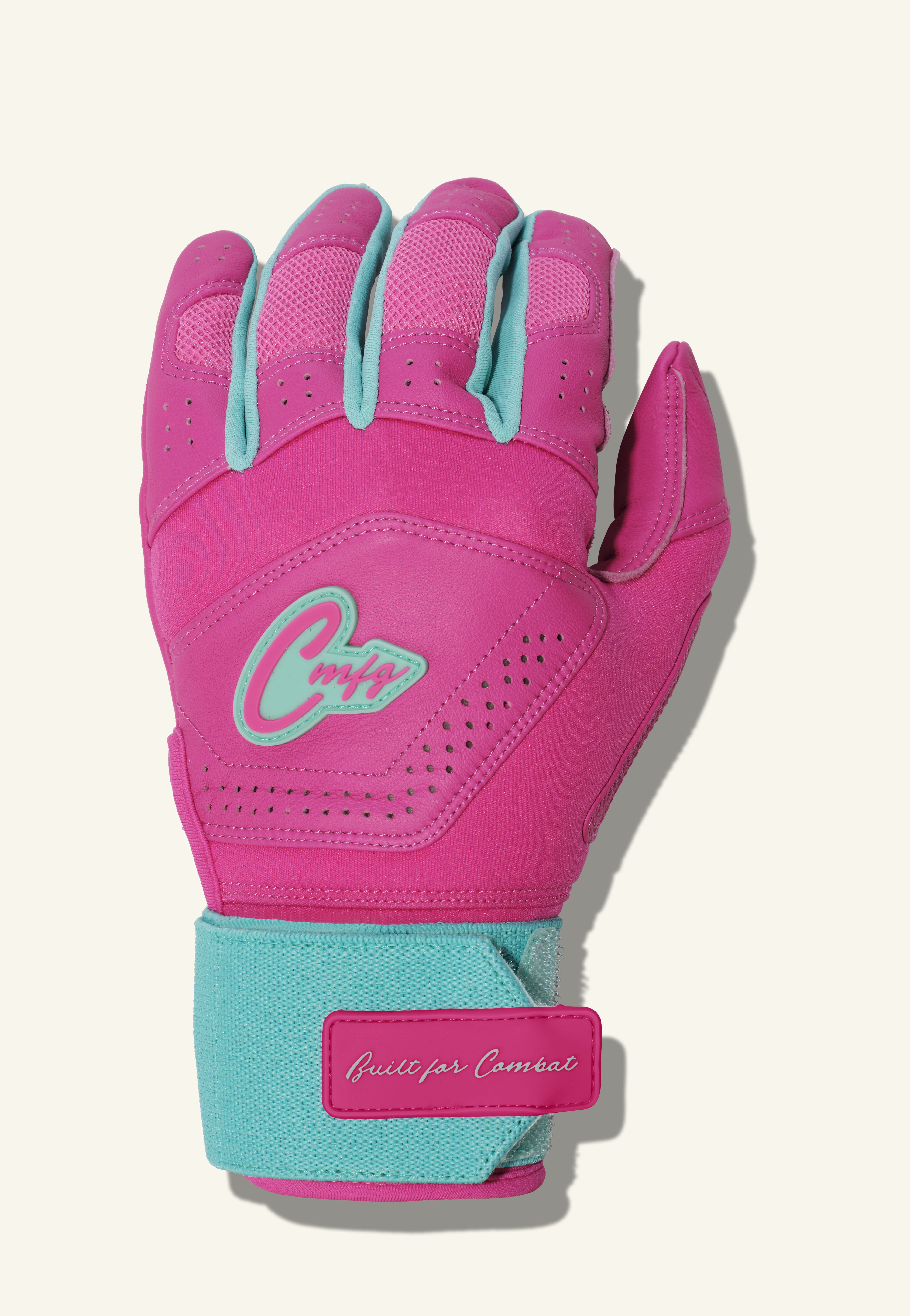 COMBAT MFG Ying Yang Long Strap Batting Gloves, Mint/Pink, XX-Large