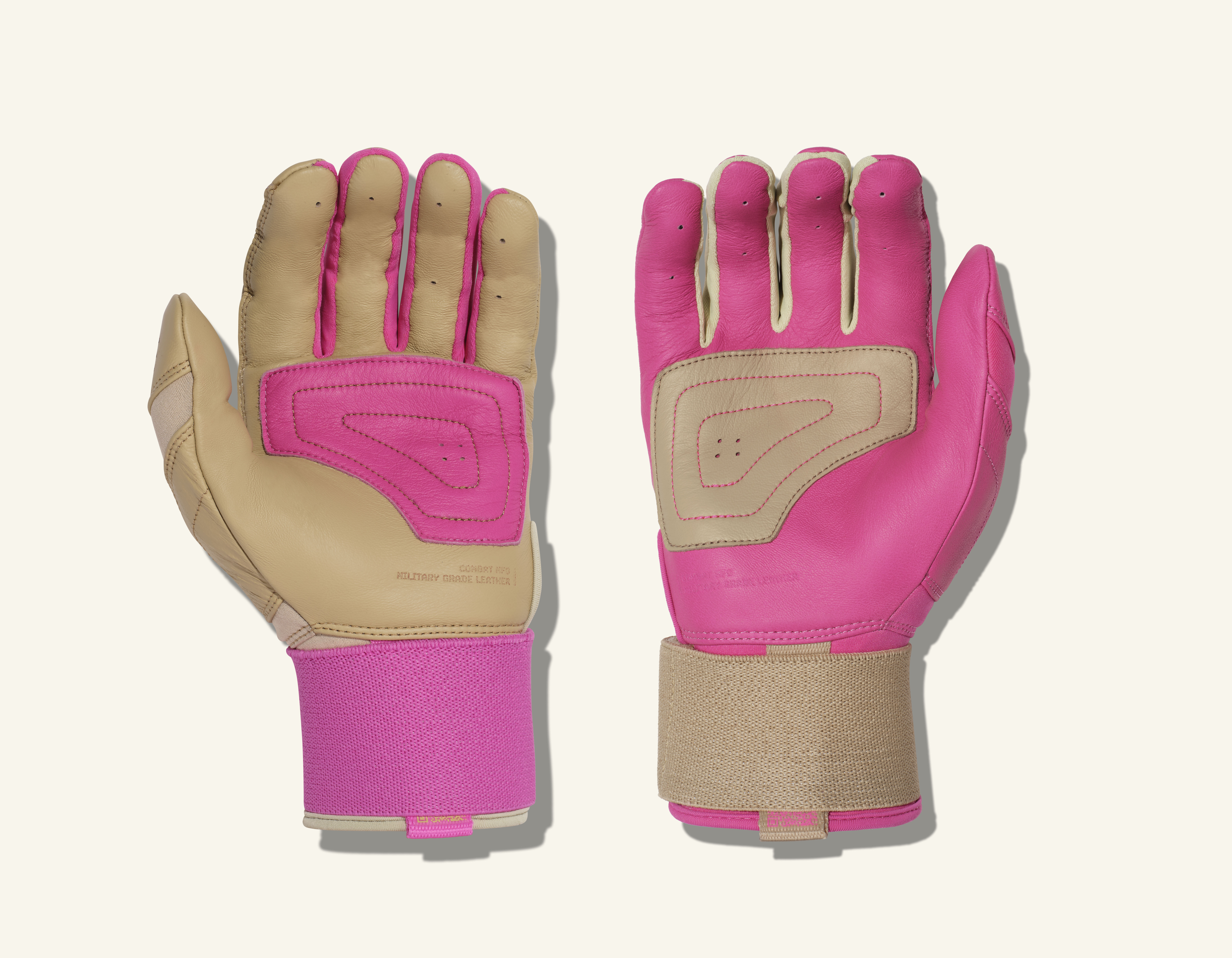 COMBAT MFG Ying Yang Long Strap Batting Gloves, Sand/Pink, XX-Large