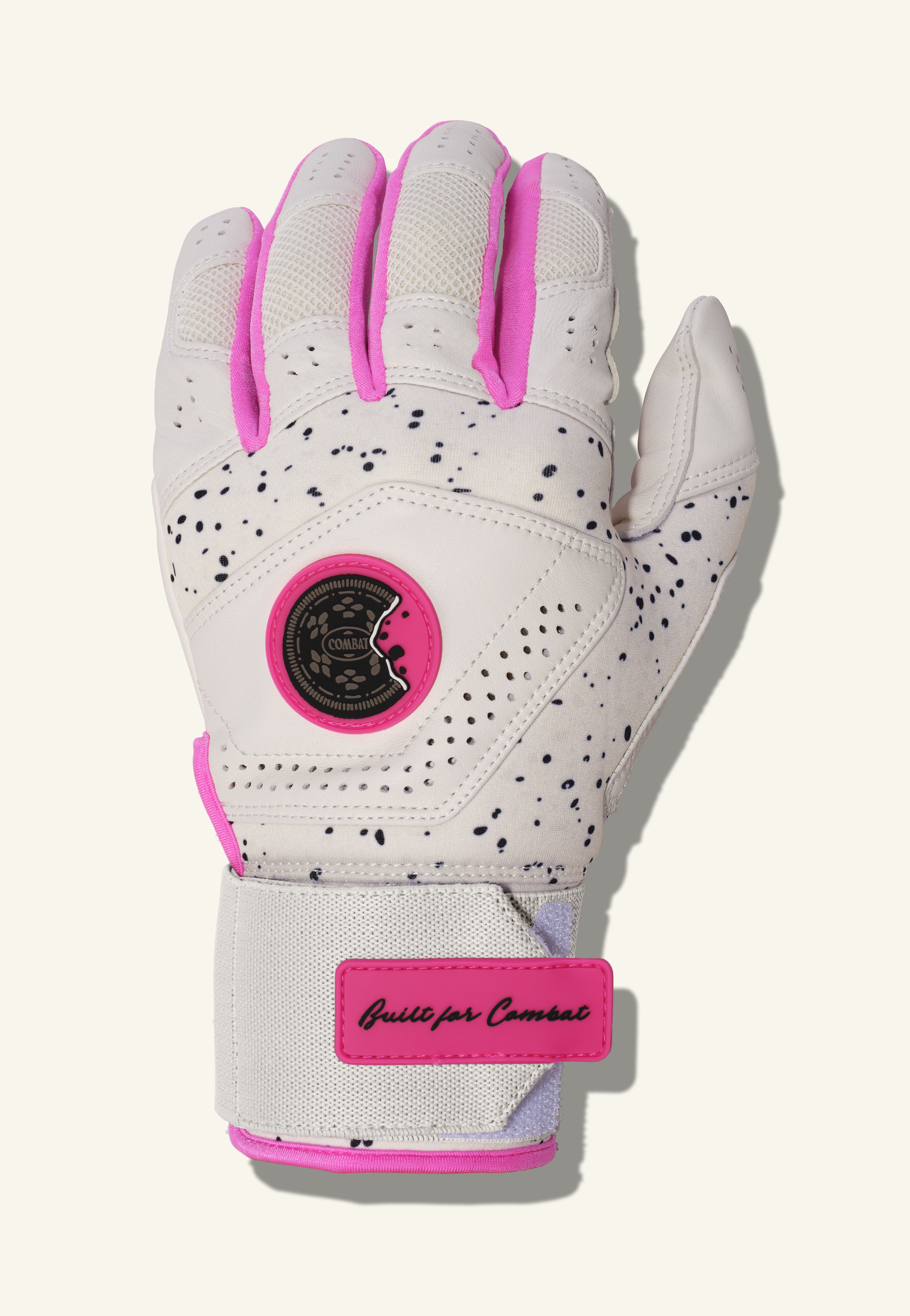 COMBAT MFG Cookie Jar Long Strap Batting Gloves, White, Adult X-Small