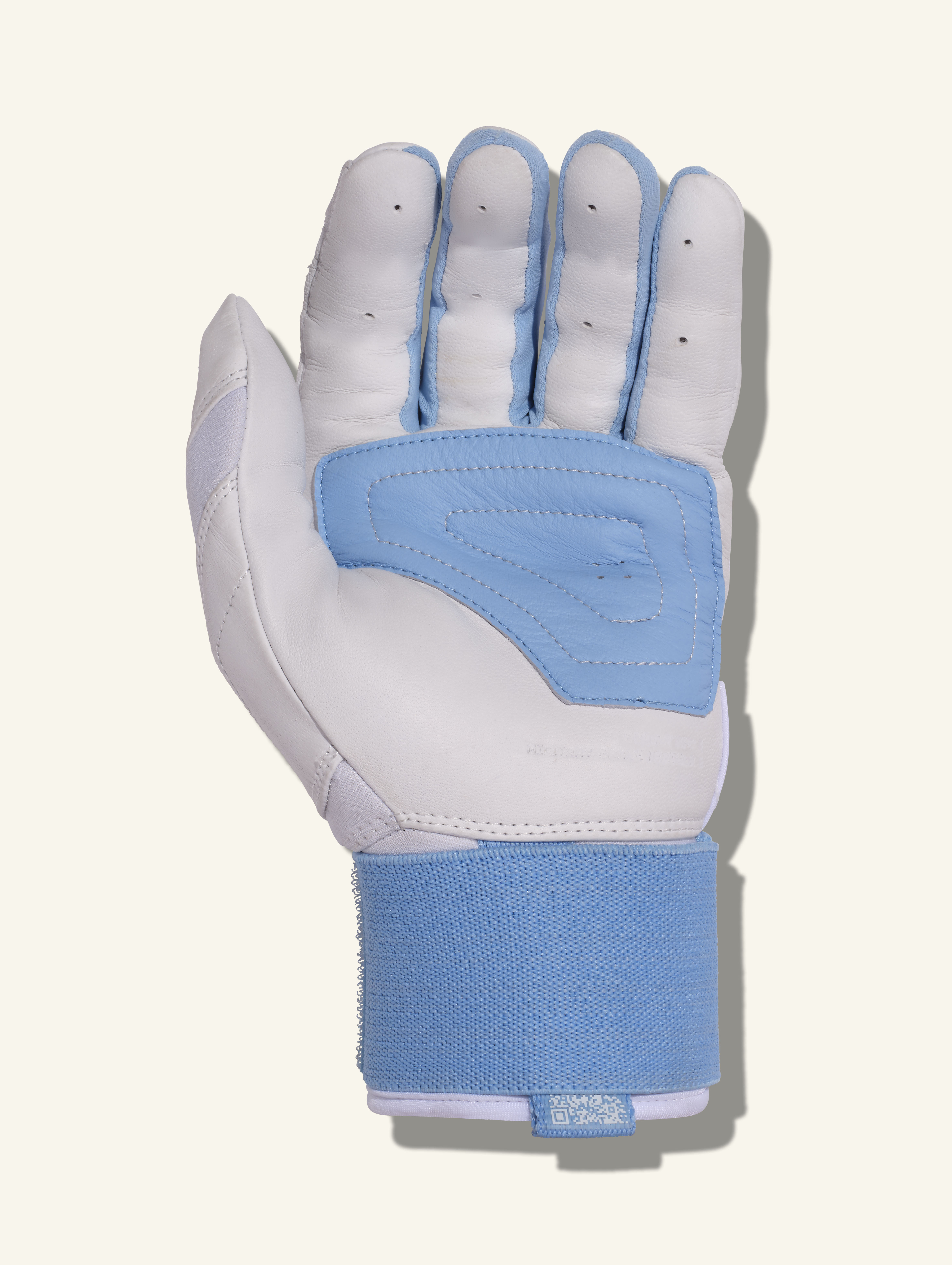 COMBAT MFG Ying Yang Long Strap Batting Gloves, White/Columbia Blue, Medium