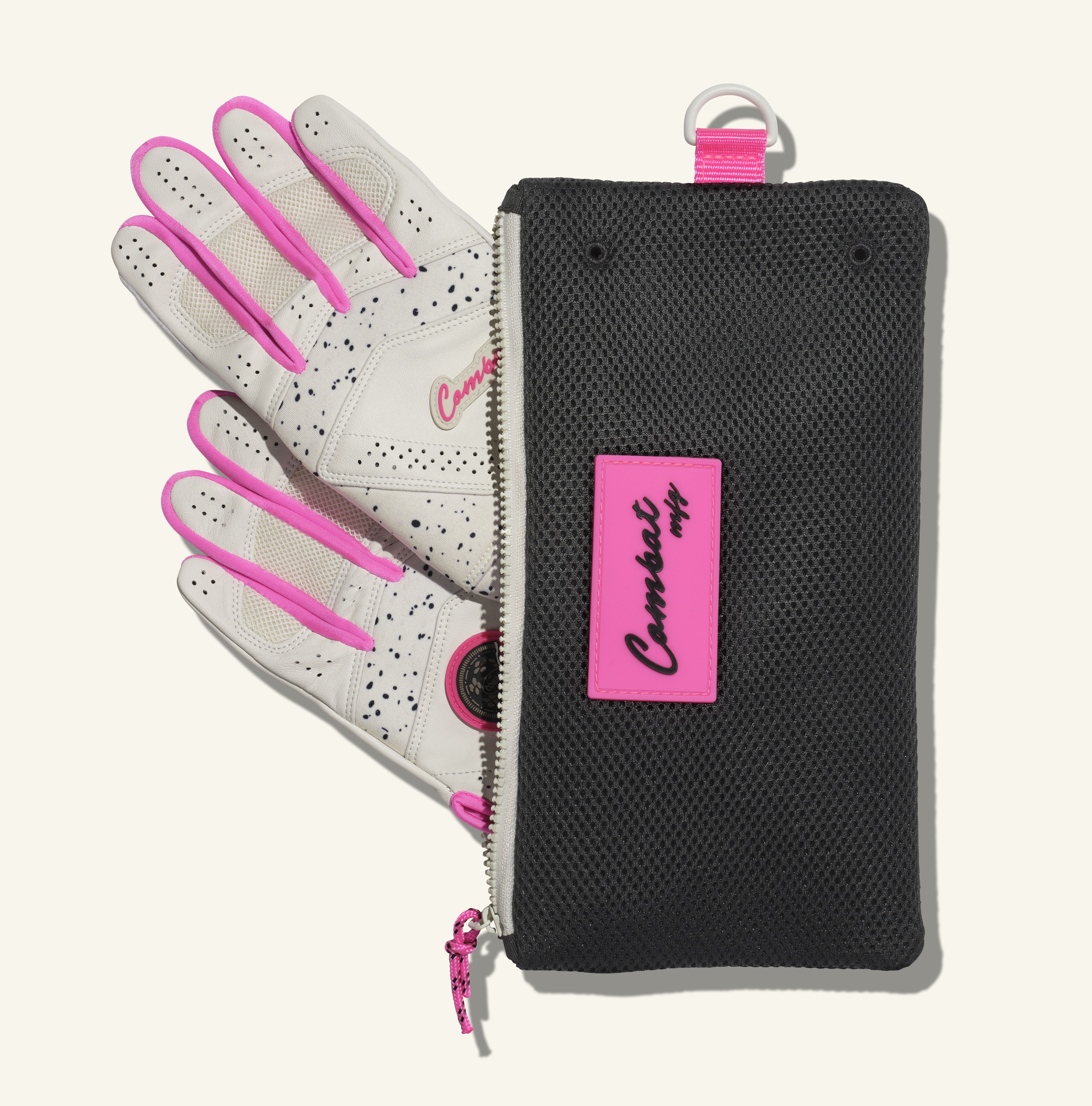 COMBAT MFG Cookie Jar Long Strap Batting Gloves, White, Adult X-Small