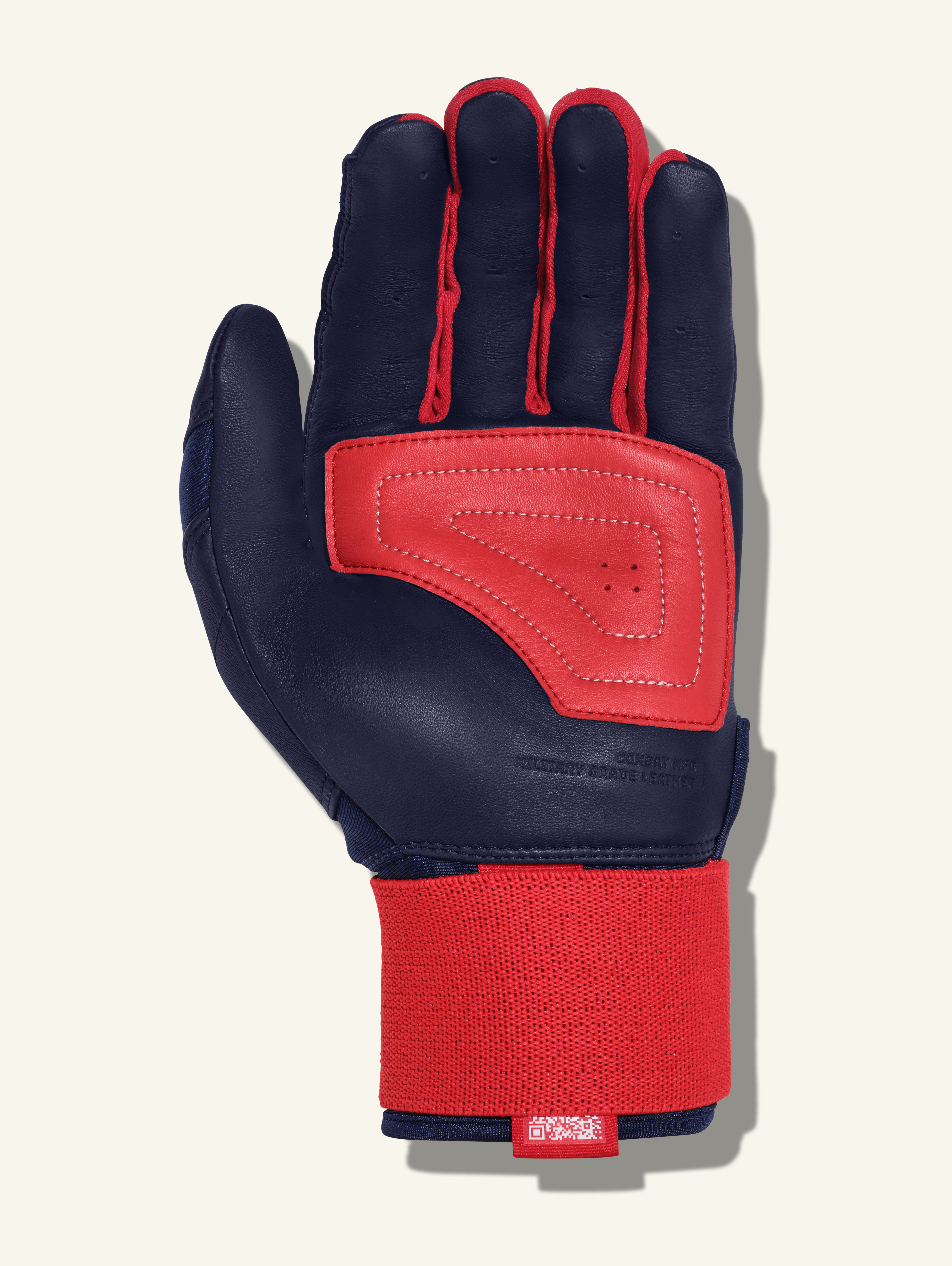 COMBAT MFG Ying Yang Long Strap Batting Gloves, Navy/Red, X-Small