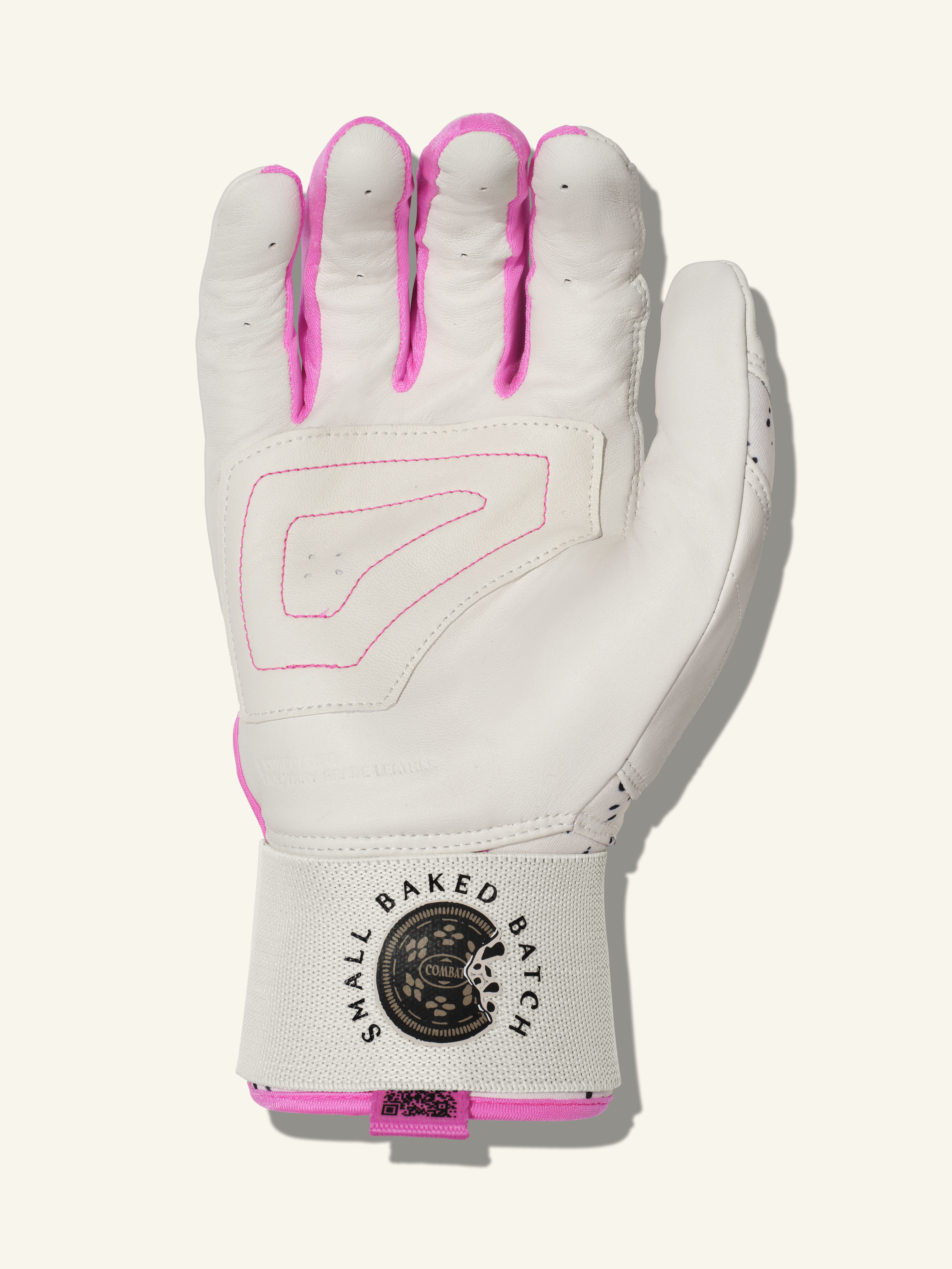 COMBAT MFG Cookie Jar Long Strap Batting Gloves, White, Adult X-Small