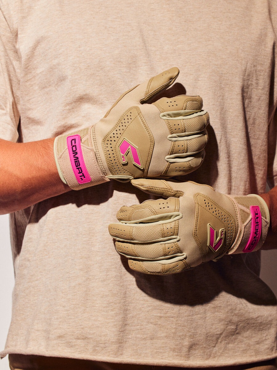 COMBAT MFG Long Strap Batting Gloves, Sandstorm | Combat