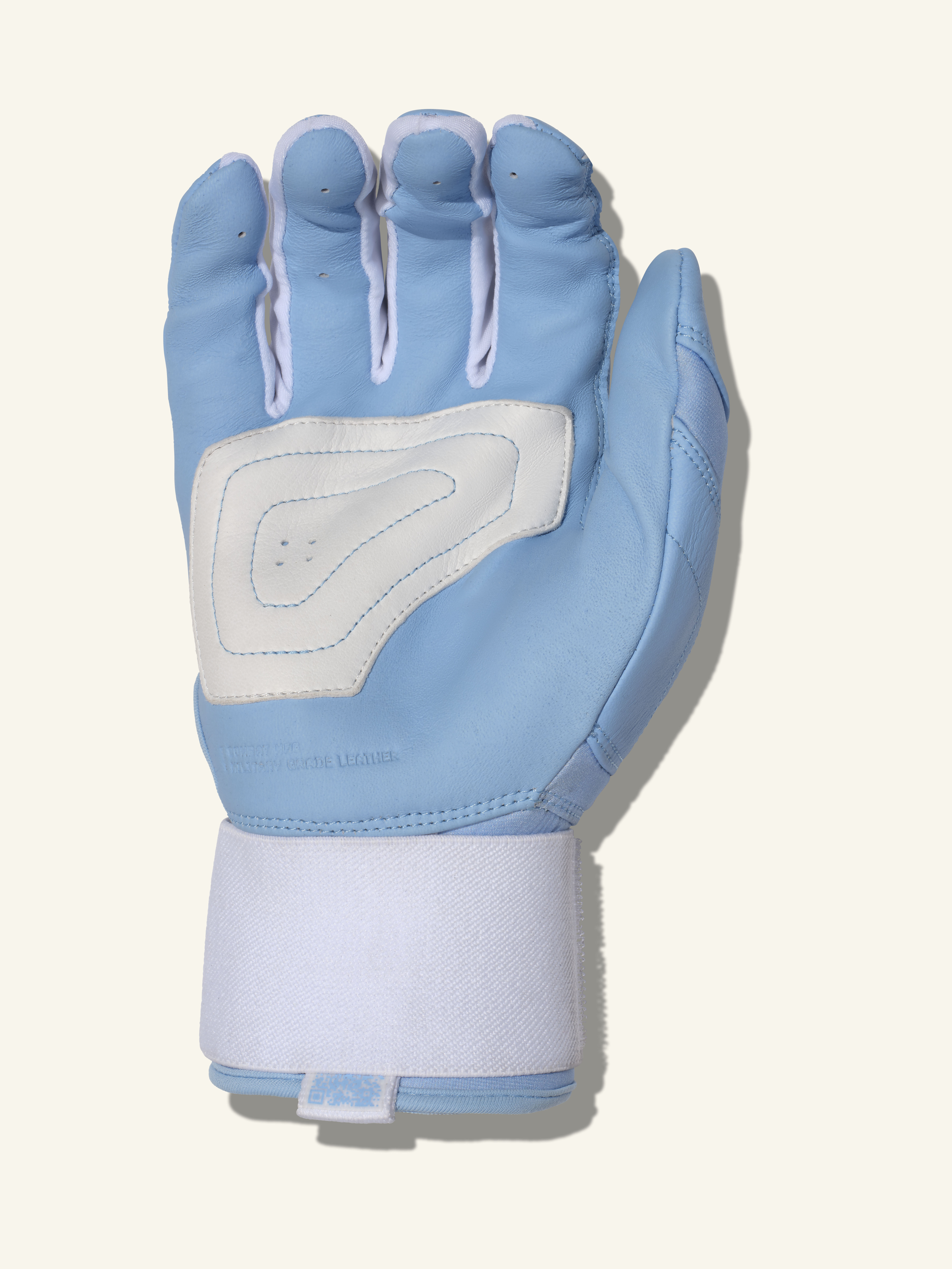 COMBAT MFG Ying Yang Long Strap Batting Gloves, White/Columbia Blue, Medium