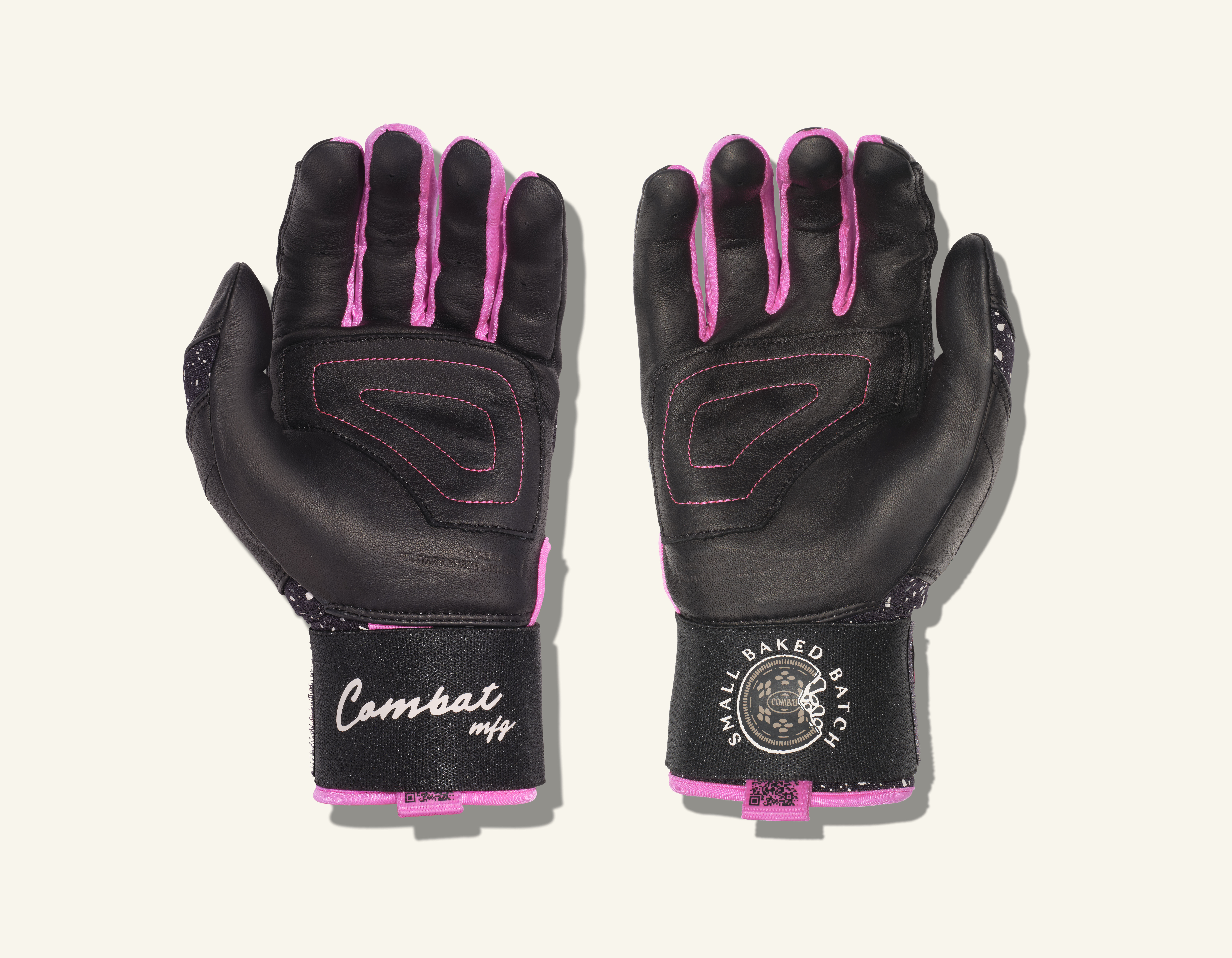 COMBAT MFG Cookie Jar Long Strap Batting Gloves, Black, Adult X-Small