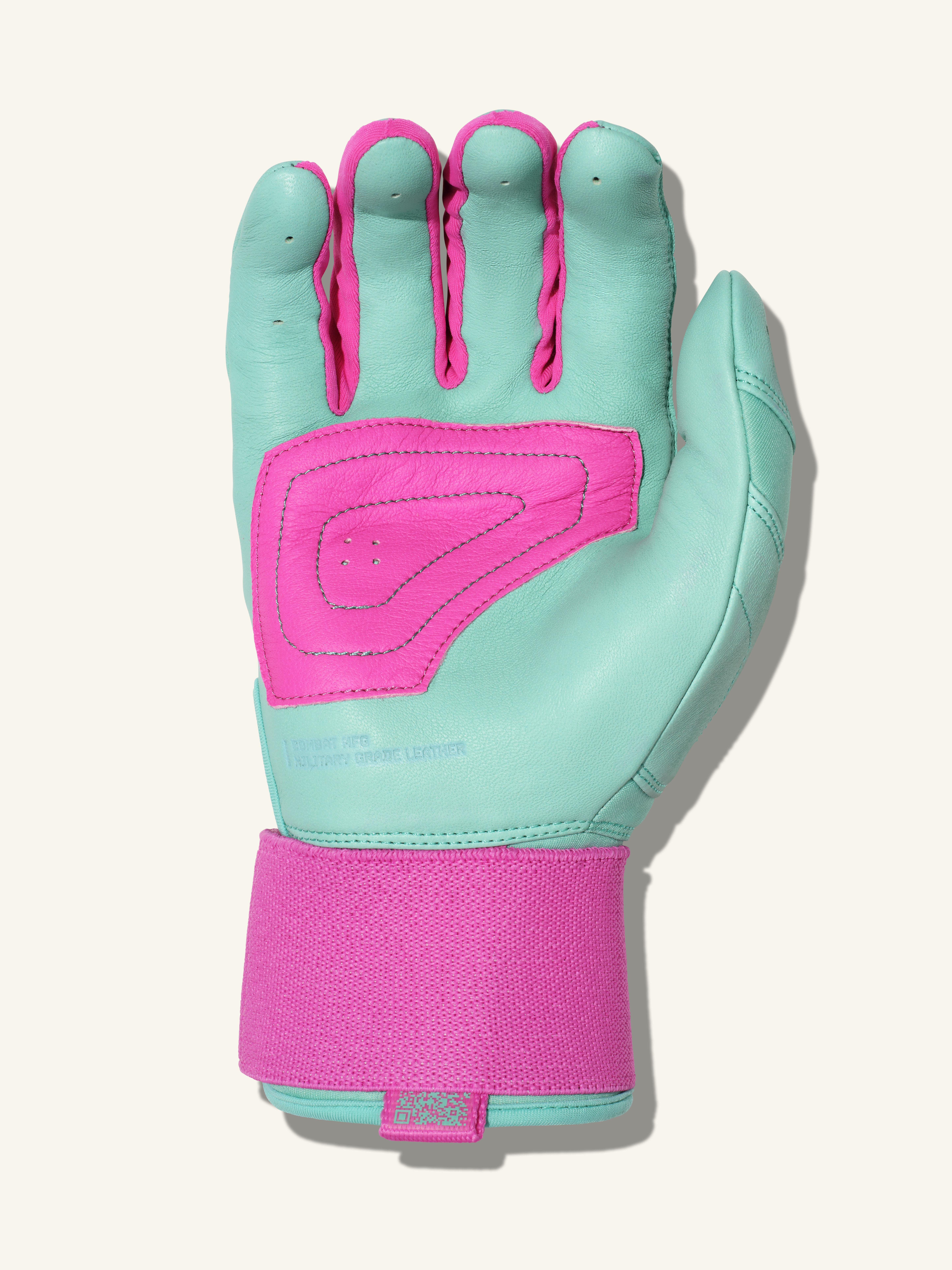 COMBAT MFG Ying Yang Long Strap Batting Gloves, Mint/Pink, XX-Large