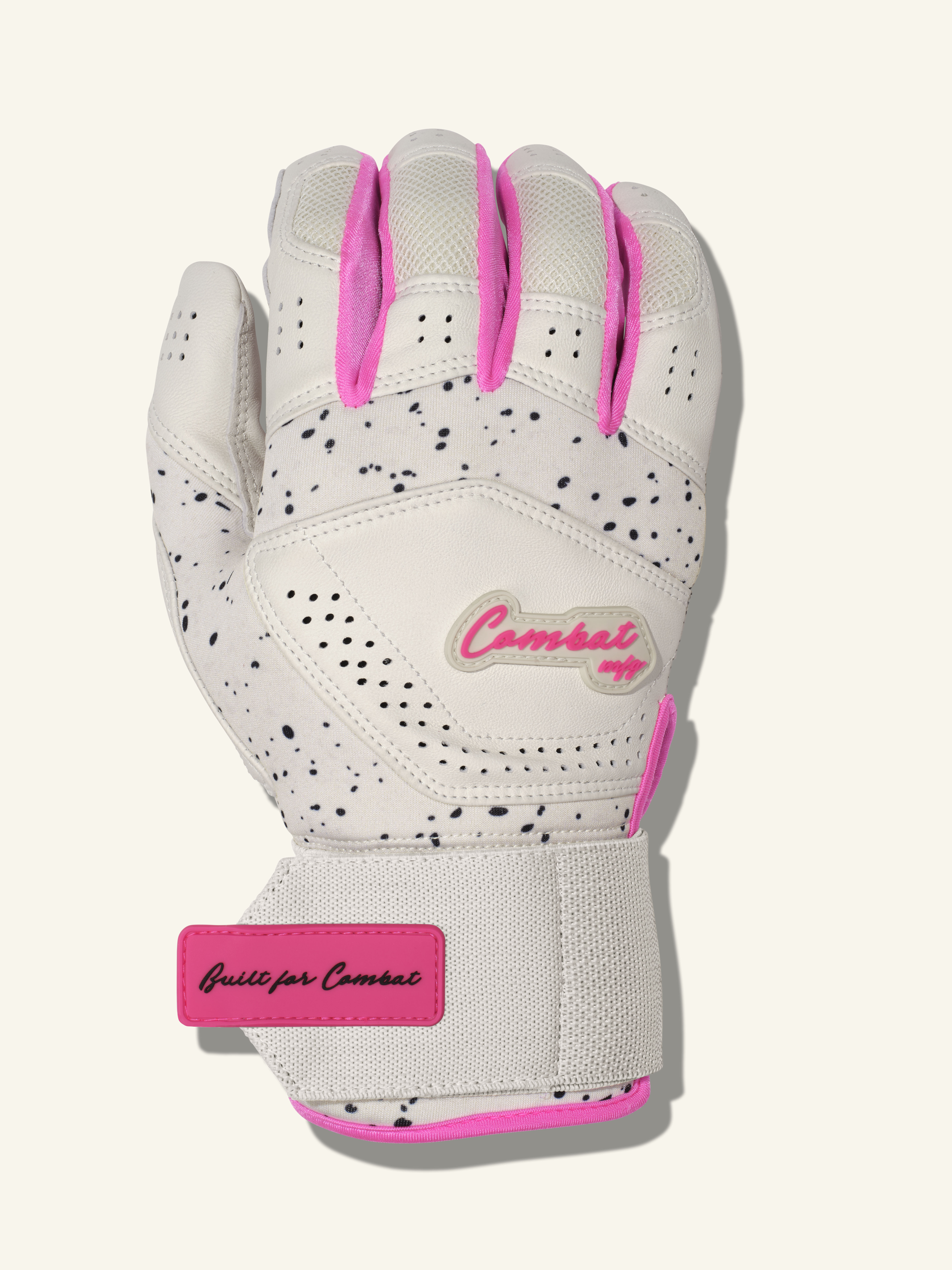 COMBAT MFG Cookie Jar Long Strap Batting Gloves, White, Adult X-Small