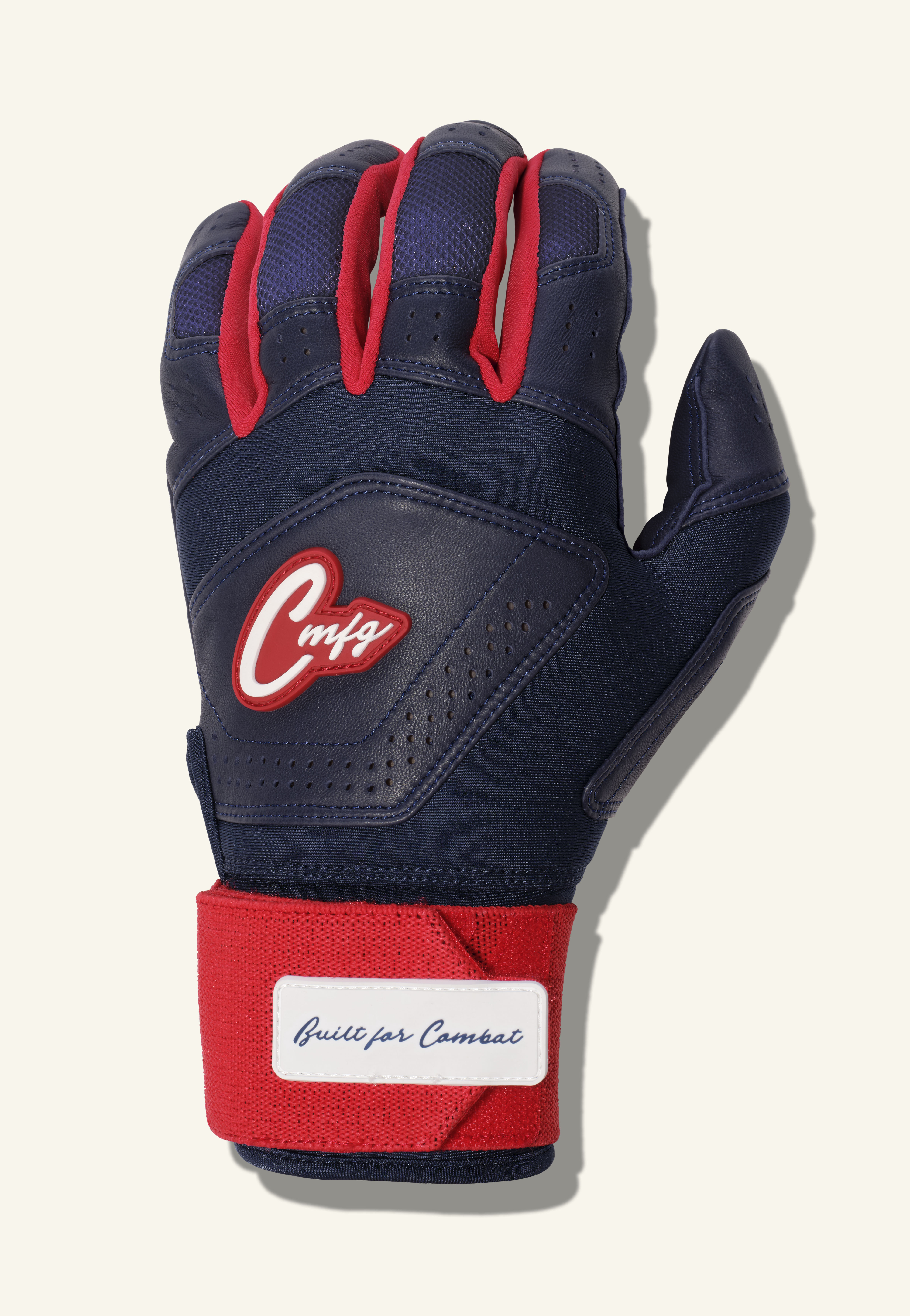COMBAT MFG Ying Yang Long Strap Batting Gloves, Navy/Red, X-Small