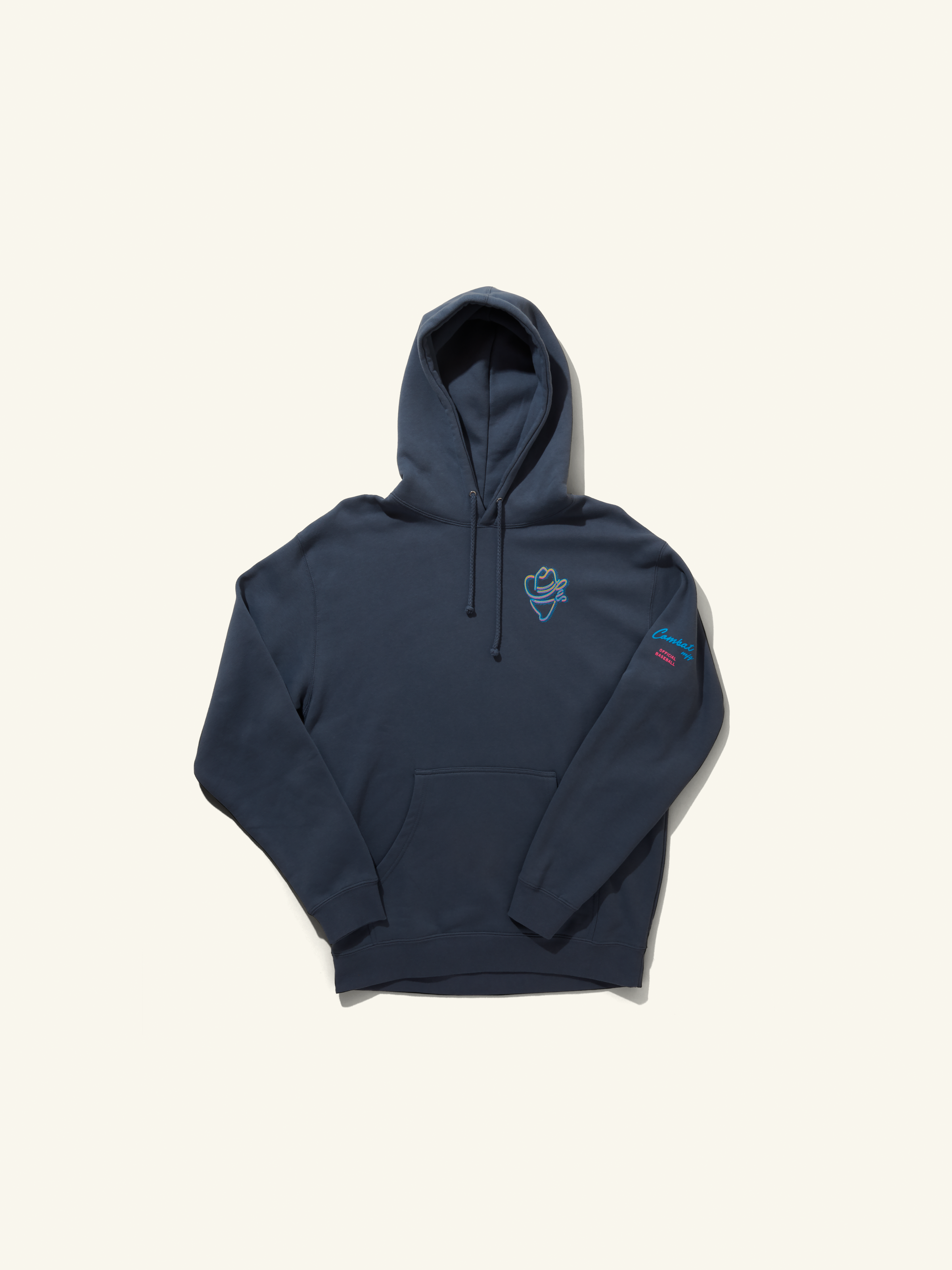 Combat MFG Left Chest Cowboy Neon Hoodie, Blue